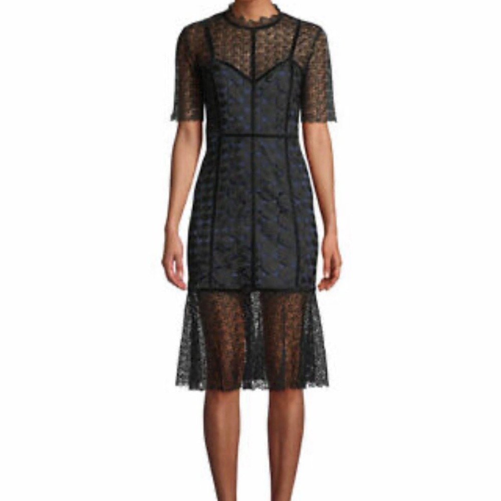 Black dress with blue underlay, size 10